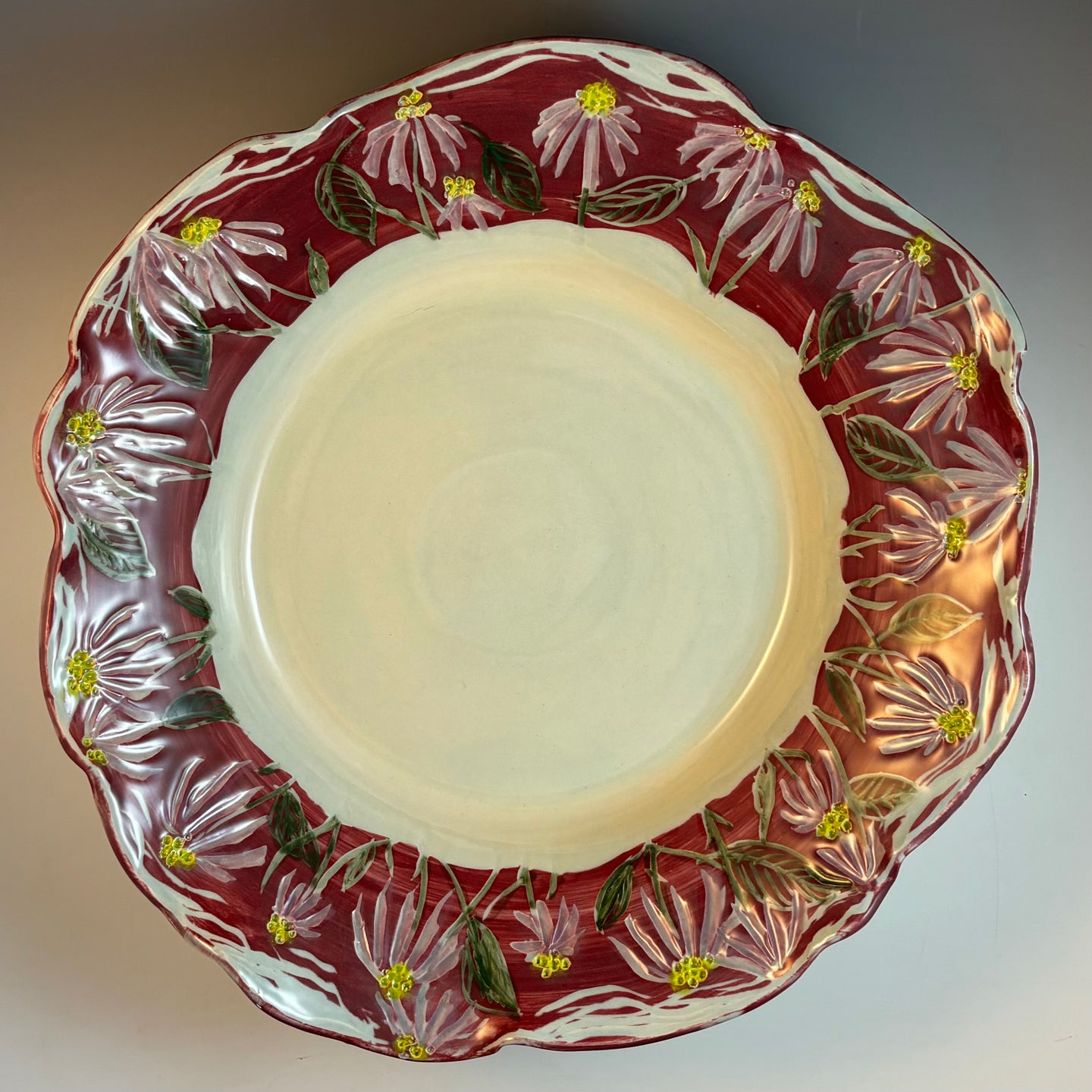 Large Platter with Cone Flowers